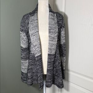 Effeci Creazioni Black White Open Front Knit Cardigan Sweater Size L